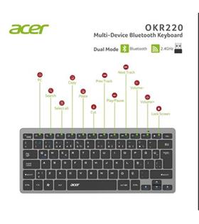 Acer OKR220 Siyah MultiDevice Dual Mode 2.4GHZ Bluetooth Klavye (Smart Tv)(Android)
