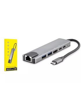 HADRON HDX7791 TYPE-C HDTV COMBO HDMI 4K 30HZ + 2-TYPE-C + 2-USB3.0 + LAN 6IN1 GRİ