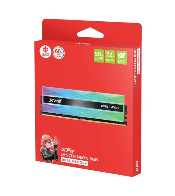 XPG 16GB-2 Lancer Neon RGB DDR5 6400MT-s CL 32-39-39 1.4V Soğutuculu PC Ram