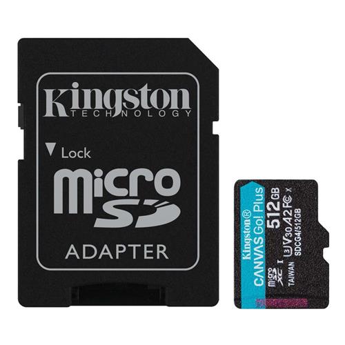 Kingston SDCG4-512GB 512GB microSDXC Canvas Go Plus Gen4 200MB-s A2 U3 V30 Card + ADP Hafıza Kartı Yaza Özel