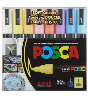 Uni-Ball Posca 1.8-2.5 Su Bazlı Poster Markörü Sotf Renk 8 Li PC-5M/8C