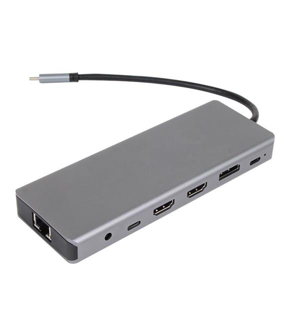 Vcom CU4706 Type-C To HDMI-2+DP+USB3.0-3+TYPE C+USB2.0+RJ45+SD2.0+TF2.0+PD+DC 3.5mm 13 in 1 Çevirici