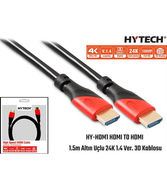 Hytech HY-HDM1 HDMI TO HDMI 1.5m Altın Uçlu 24K 1.4 Ver. 3D Kablosu
