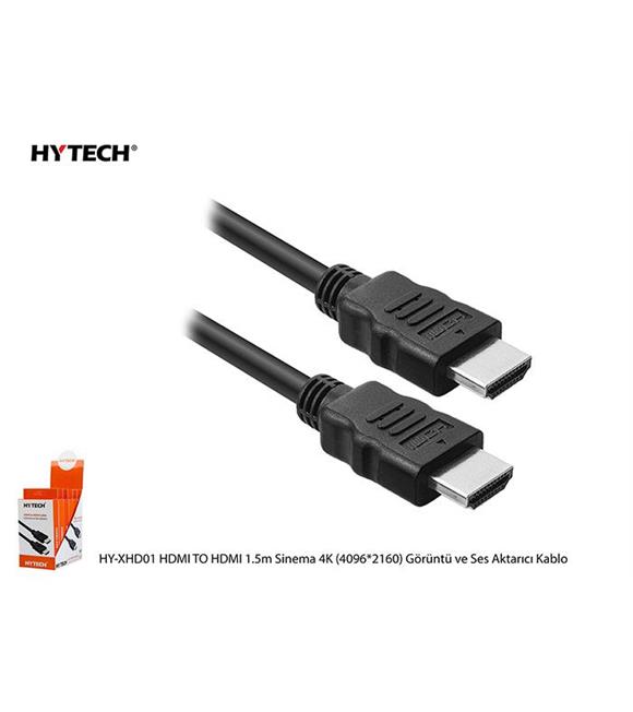 Hytech HY-XHD01 HDMI TO HDMI 1.5m Sinema 4K (4096-2160) Görüntü ve Ses Aktarıcı Kablo Bilgisayar Kabloları