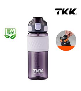 Tkk T1025 Çift Kullanım Pipetli/Rahat İçim Mor Tritan Matara 600ml