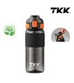 Tkk T1025 Çift Kullanım Pipetli/Rahat İçim Siyah Tritan Matara 600ml
