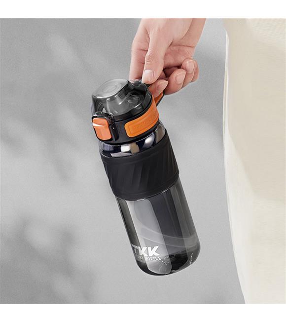 Tkk T1025 Çift Kullanım Pipetli/Rahat İçim Siyah Tritan Matara 600ml