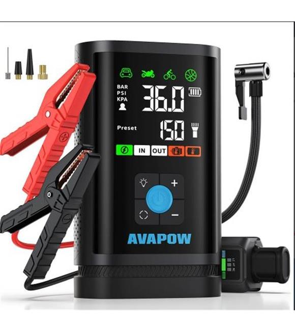Avapow JP3 16000mAh 3000A & Lastik Şişirme Pompalı Jump Starter Taşınabilir Akü Takviye Kiti