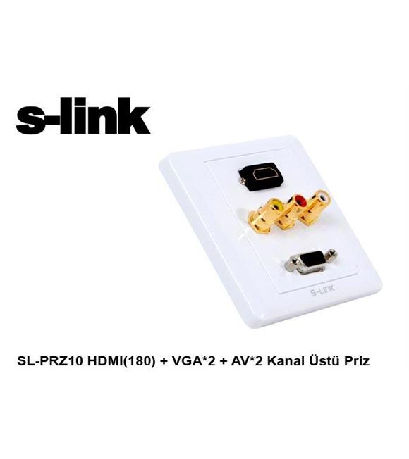 S-link  SL-PRZ10 Hdmı(180) + vga-2 + av-2 Kanal Üst Priz