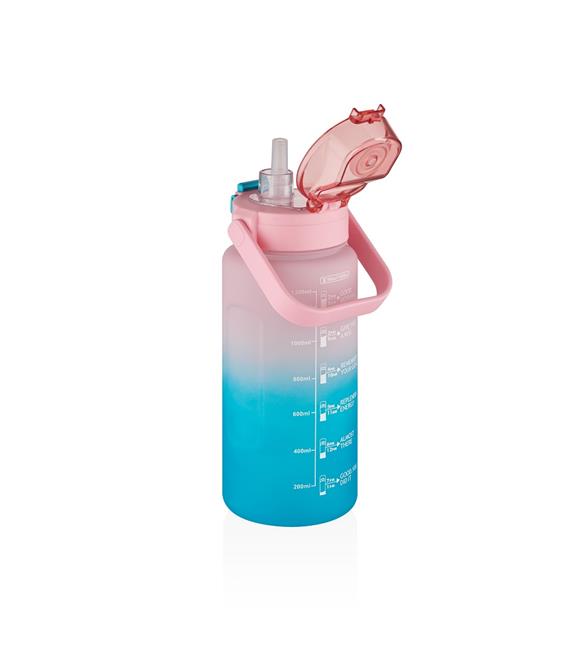 Vagonlife VGN2213-T 1500ml Pembe Turkuaz Tritan Motivasyon Matarası