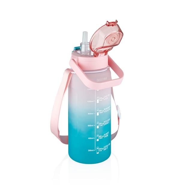Vagonlife VGN2213-T 1500ml Pembe Turkuaz Tritan Motivasyon Matarası