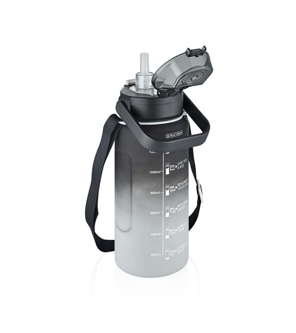 Vagonlife VGN2213-T 1500ml Siyah Beyaz Tritan Motivasyon Matarası