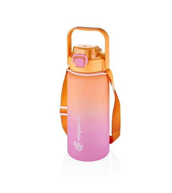 Vagonlife VGN2213-T 1500ml Turuncu Pembe Tritan Motivasyon Matarası