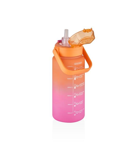 Vagonlife VGN2213-T 1500ml Turuncu Pembe Tritan Motivasyon Matarası