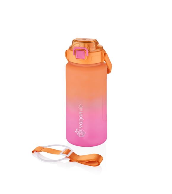 Vagonlife VGN2213-T 1500ml Turuncu Pembe Tritan Motivasyon Matarası