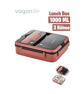 Vagonlife BL10164 1000ml Pembe 3 Bölmeli Çelik Saklama Kabı