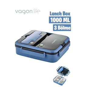 Vagonlife BL10164 1000ml Mavi 3 Bölmeli Çelik Saklama Kabı
