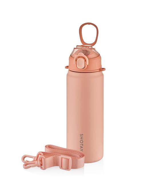 Shotay ST-8228 750ml Pembe Pipetli Şeffaf Kapaklı Çelik Termos
