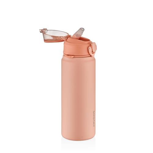 Shotay ST-8228 750ml Pembe Pipetli Şeffaf Kapaklı Çelik Termos Okula Dönüş Kampanyası Mataralar