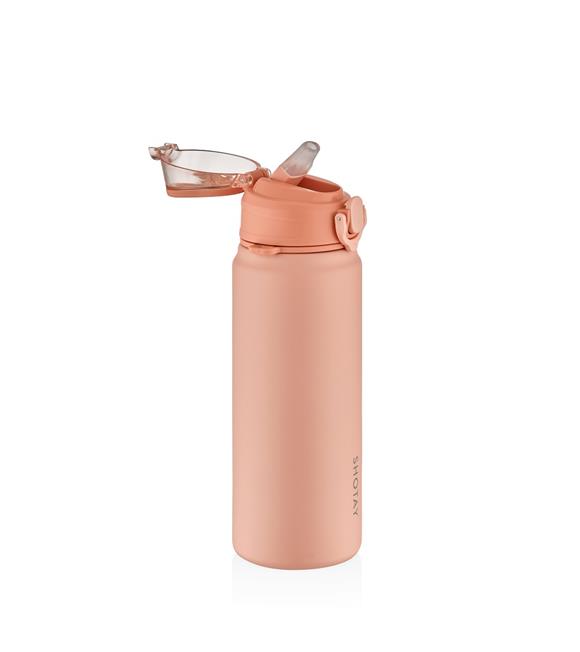 Shotay ST-8228 750ml Pembe Pipetli Şeffaf Kapaklı Çelik Termos