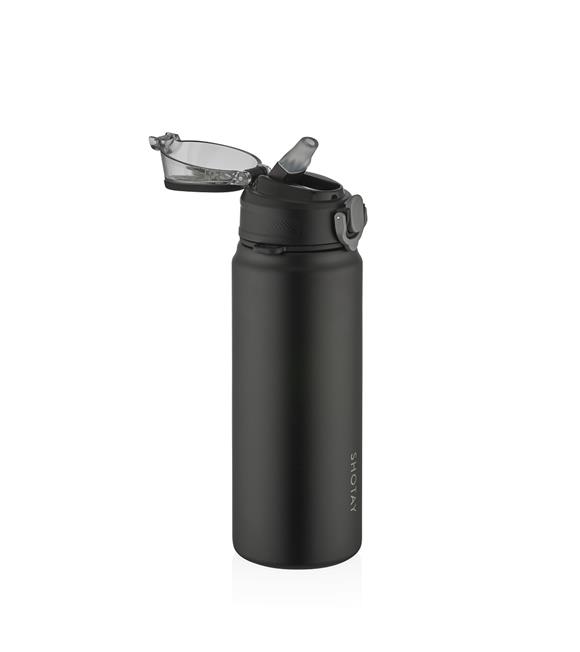 Shotay ST-8228 750ml Siyah Pipetli Şeffaf Kapaklı Çelik Termos_1