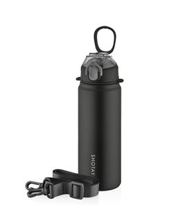 Shotay ST-8228 750ml Siyah Pipetli Şeffaf Kapaklı Çelik Termos