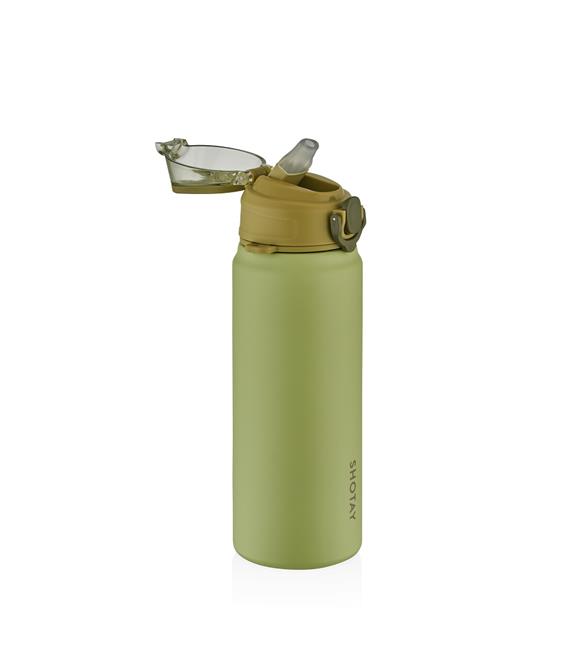 Shotay ST-8228 750ml Yeşil Pipetli Şeffaf Kapaklı Çelik Termos