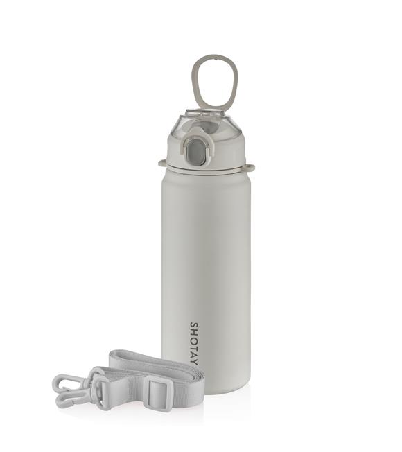 Shotay ST-8228 750ml Beyaz Pipetli Şeffaf Kapaklı Çelik Termos