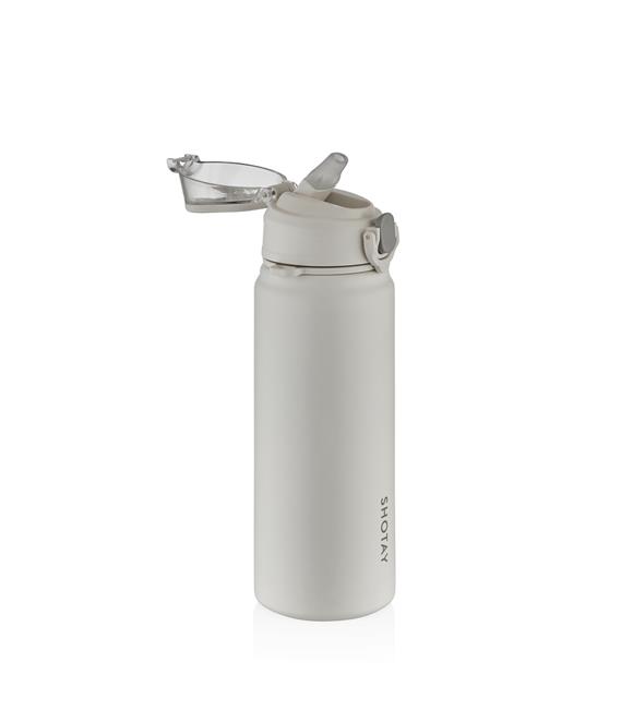 Shotay ST-8228 750ml Beyaz Pipetli Şeffaf Kapaklı Çelik Termos