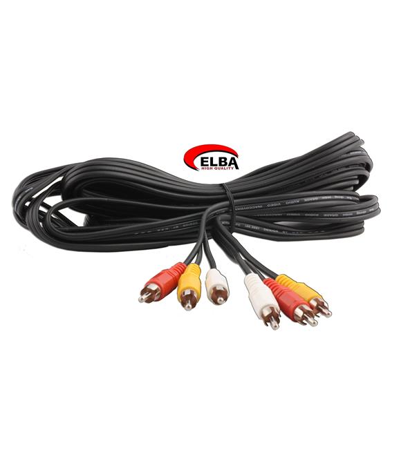 ELBA C0642 3RCA-3RCA Stereo 5mt Kablo