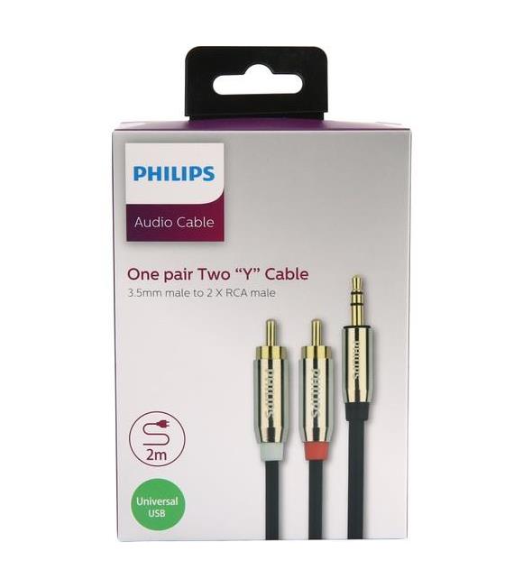 Philips Swr2120c-93 3.5mm Male to 2x Rca Male Stereo Kablo Altın Uç
