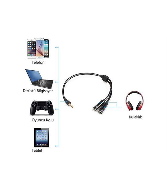 S-link SL-302MS 3,5mm Splitter Mikrofon Speaker Kablosu