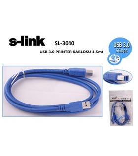 S-link SL-3040 1.5mt Usb 3.0 mavi Yazıcı Kablosu