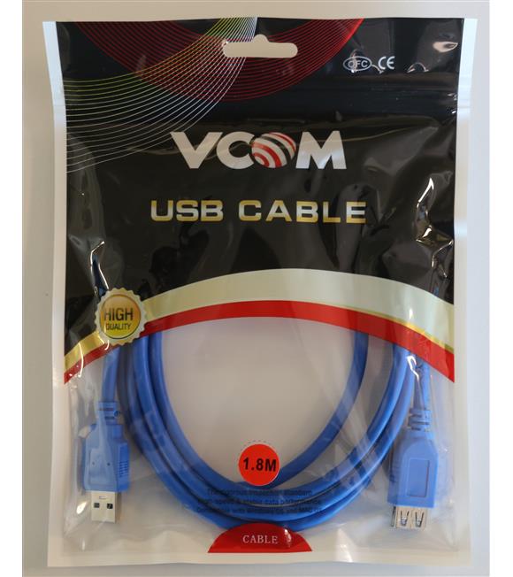 Vcom CU302-1.8mt Mavi Usb 3.0 Uzatma Kablosu