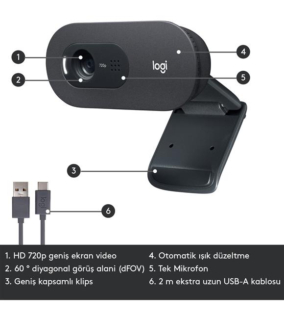 Logitech 960-001364 C505 HD Webcam - Siyah_2