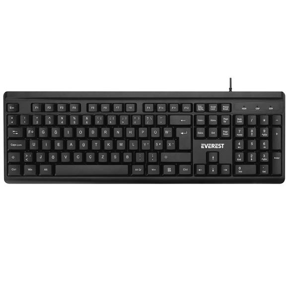 Everest KB-741F Siyah-Gri USB 2 Metre Bakır Kablolu Tamamen Türkçe F Klavye