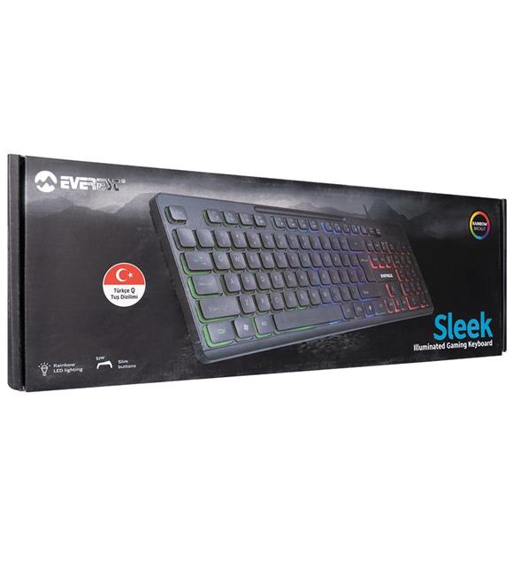 Everest KB-120 Sleek Siyah USB Gökkuşağı Aydınlatmalı Q Gaming Oyuncu Klavyesi