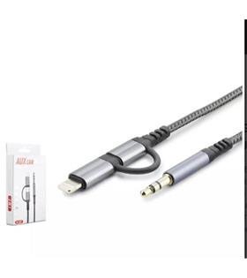 HADRON GJ-027 3.5MM TO TYPE-C + LIGHTNING KABLO AUX CAR SİYAH
