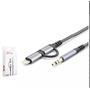 HADRON GJ-027 3.5MM TO TYPE-C + LIGHTNING KABLO AUX CAR SİYAH