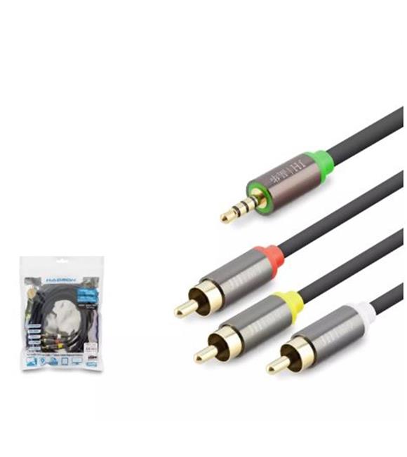 HADRON HDX1066 3.5MM TO 3RCA KABLO 2LINE GOLD 5M SİYAH