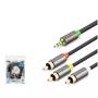 HADRON HDX1066 3.5MM TO 3RCA KABLO 2LINE GOLD 5M SİYAH