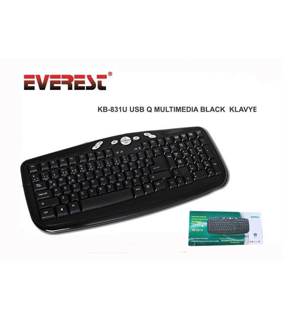 Everest KB-831U Siyah Q Usb Multimedya Kablolu 111 Tuşlu Klavye