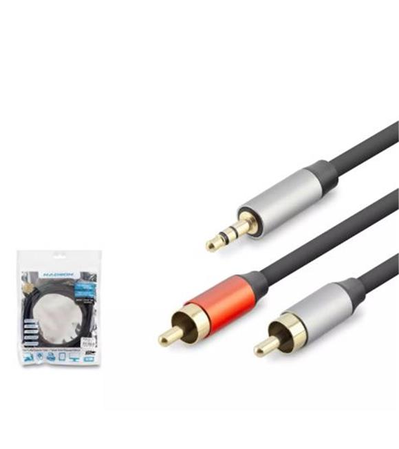 HADRON HDX1074 3.5MM TO 2RCA KABLO 2LINE GOLD 3M SİYAH