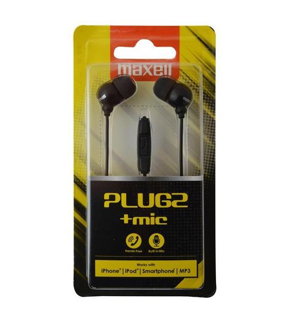 Maxell Plugz+ Siyah Mikrofonlu Kulakiçi Kulaklık Tek Jaklı_1