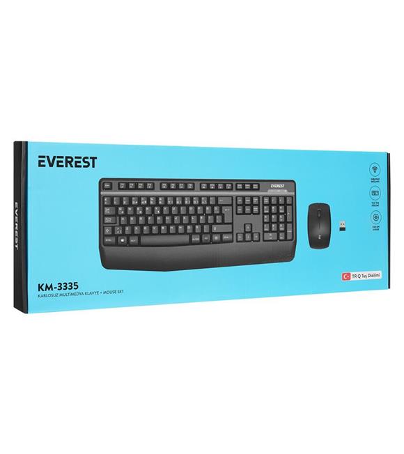 Everest KM-3335 Siyah Ikisi bir arada 2 in 1 Kablosuz Q Multimedia Klavye + Mouse Set Klavye,Mouse Set