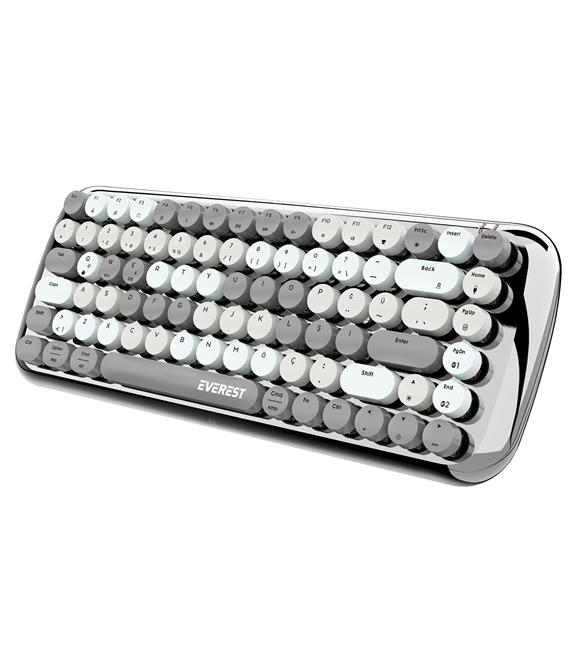 Everest KB-BT09 PARRY Siyah-Gri Bluetooth+ 2.4Ghz Q Yuvarlak Tuşlu Mekanik Klavye Kablosuz klavye