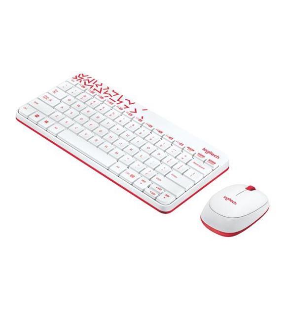 Logitech 920-008214 MK240 Beyaz-Kırmızı Kablosuz Klavye Mouse Set