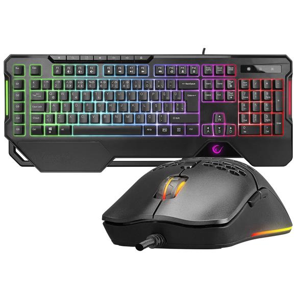 Rampage KM-R96 ELEMENTAL Siyah RGB Aydınlatmalı Q Oyuncu  Klavye ve Mouse Gaming Set 7200dpı