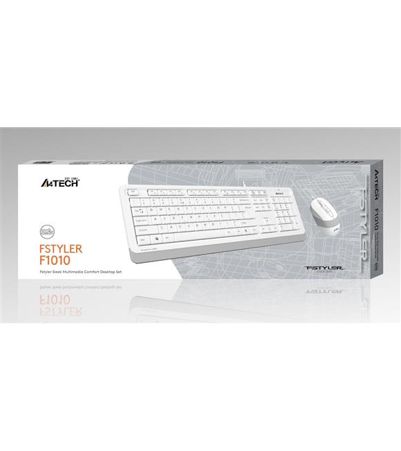 A4 Tech F1010 Q Usb Beyaz Fn-Mm Klv+Optik Mouse Set