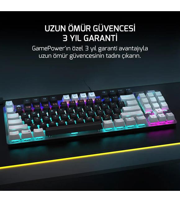 GamePower Eva 5 60M Mekanik Red Switch Türkçe Q 88 Tuş USB Gaming Klavye - 3 Yıl Garantili
